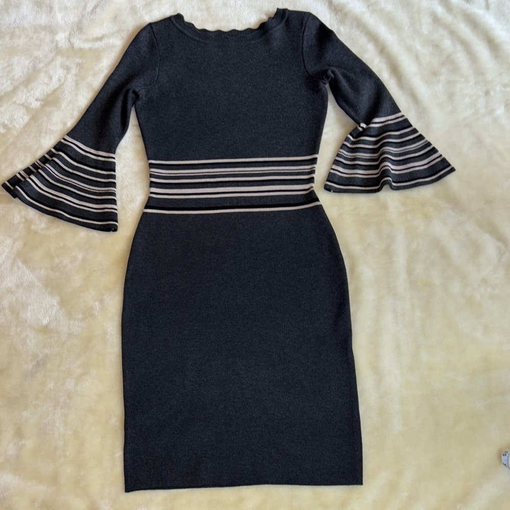 Elegant Black Dress with Flared Sleeves